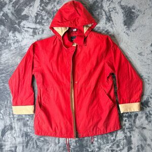 Bernardo Nordstrom Full Zip Rain Jacket Long Sleeve Size Large Red Trim